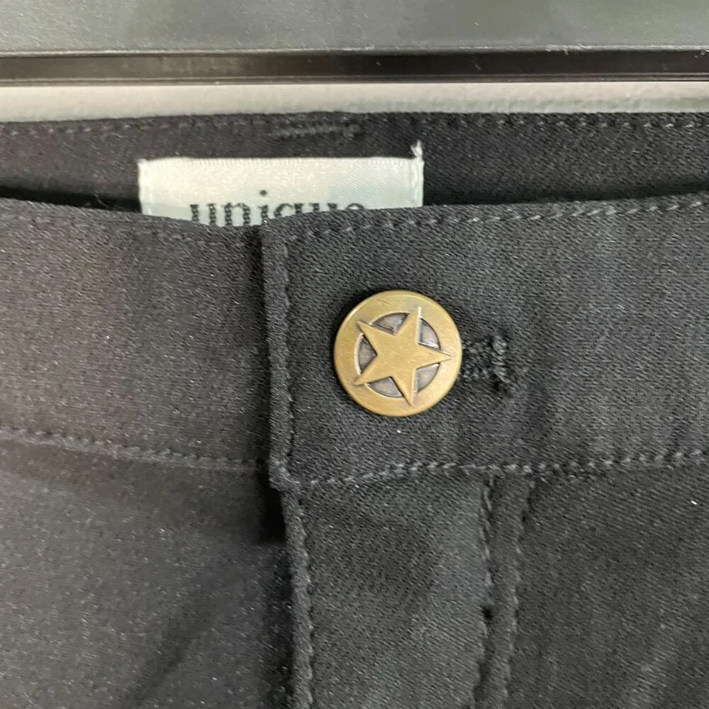 Unique Vintage Womens L Black Studded Skinny Western Cowboy Howdy Pants NWT - Picture 6 of 10